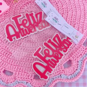Aplique Feliz Aniversário em EVA -  1 unidade.
